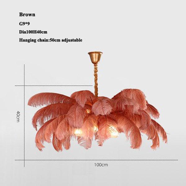 Elva Brass Palm Tree Feather Chandelier by Bling Lighting Studio