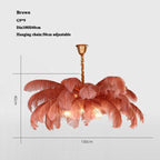 Elva Brass Palm Tree Feather Chandelier by Bling Lighting Studio