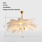 Elva Brass Palm Tree Feather Chandelier by Bling Lighting Studio