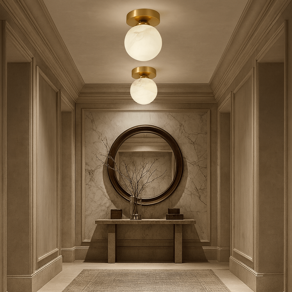 Soria Alabaster Flush mount chandelier detail view
