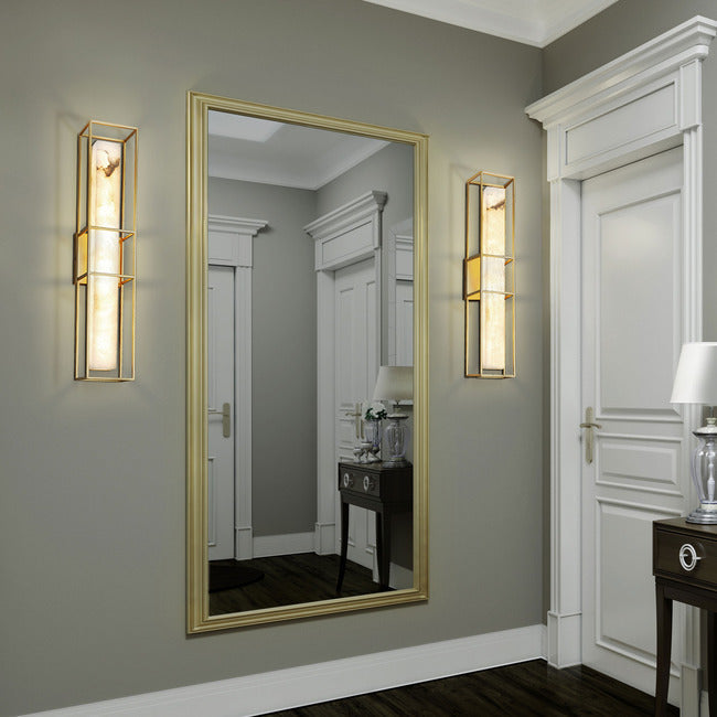 Saga Indoor / Outdoor Alabaster Wall Sconce by Bling Lighting Studio