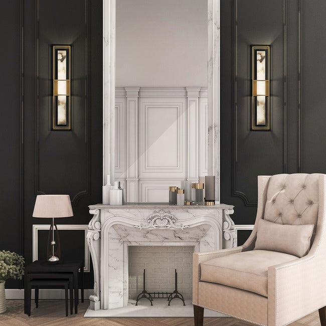 Saga Indoor / Outdoor Alabaster Wall Sconce by Bling Lighting Studio