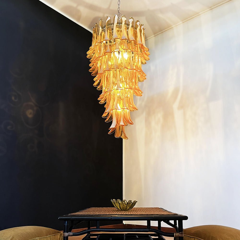 Exquisite Murano Amber Petals Spiral Chandelier additional product view