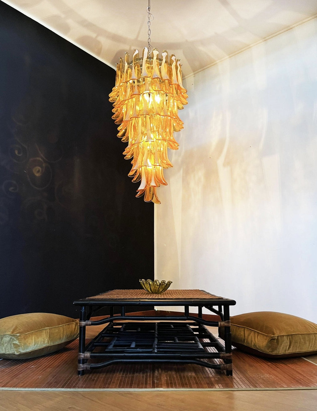 Exquisite Murano Amber Petals Spiral Chandelier product image