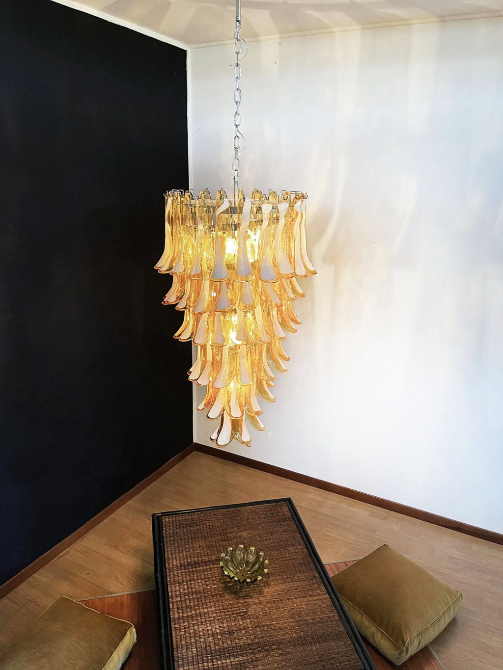 Exquisite Murano Amber Petals Spiral Chandelier product image