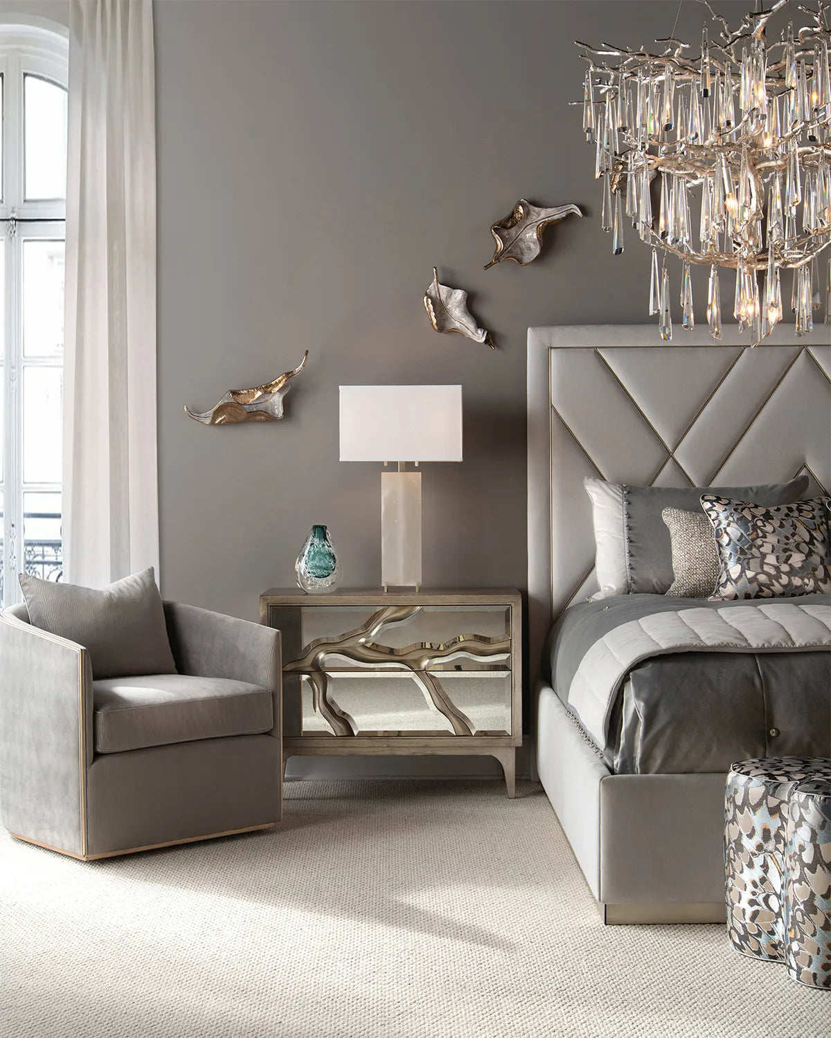 Lucent Twelve-Light Branch Crystal Drop Chandelier by Bling Lighting Studio