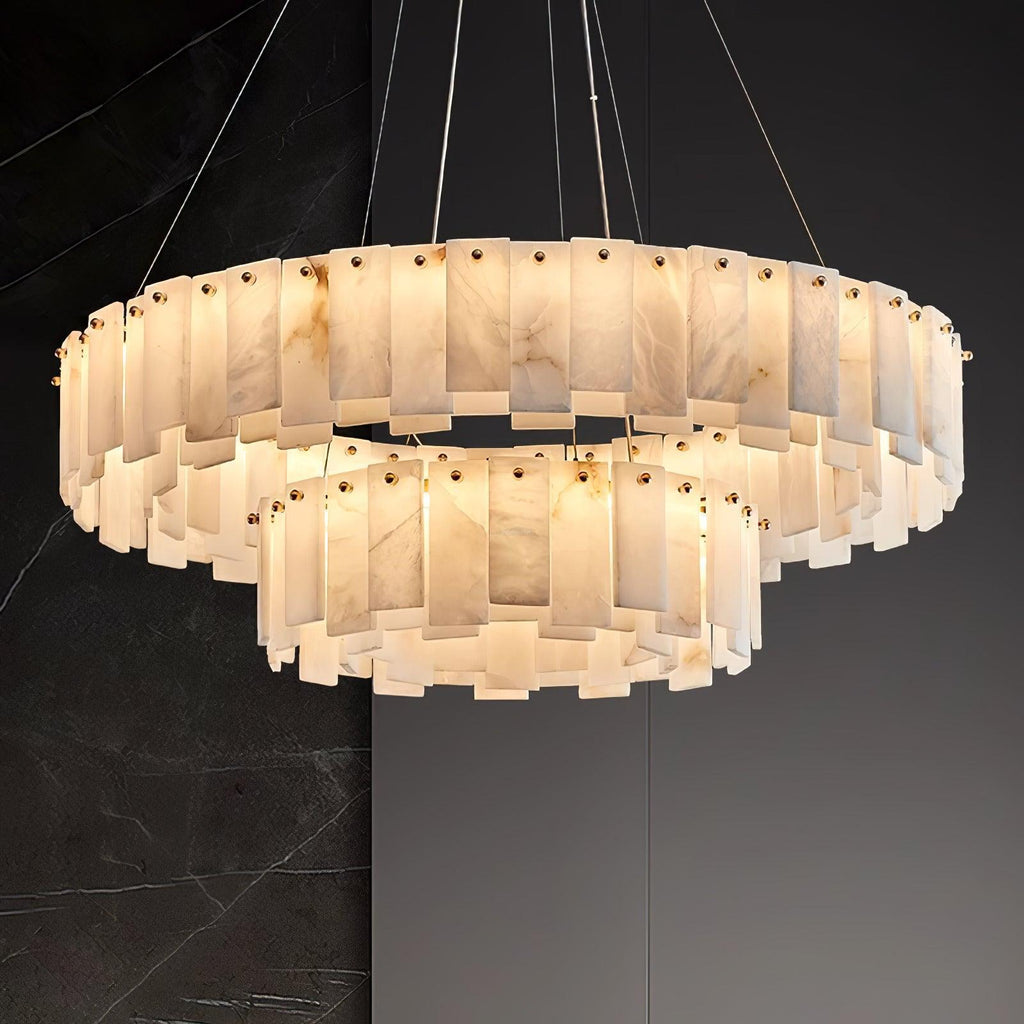Halos Alabaster Round/Square Chandelier by Bling Lighting Studio