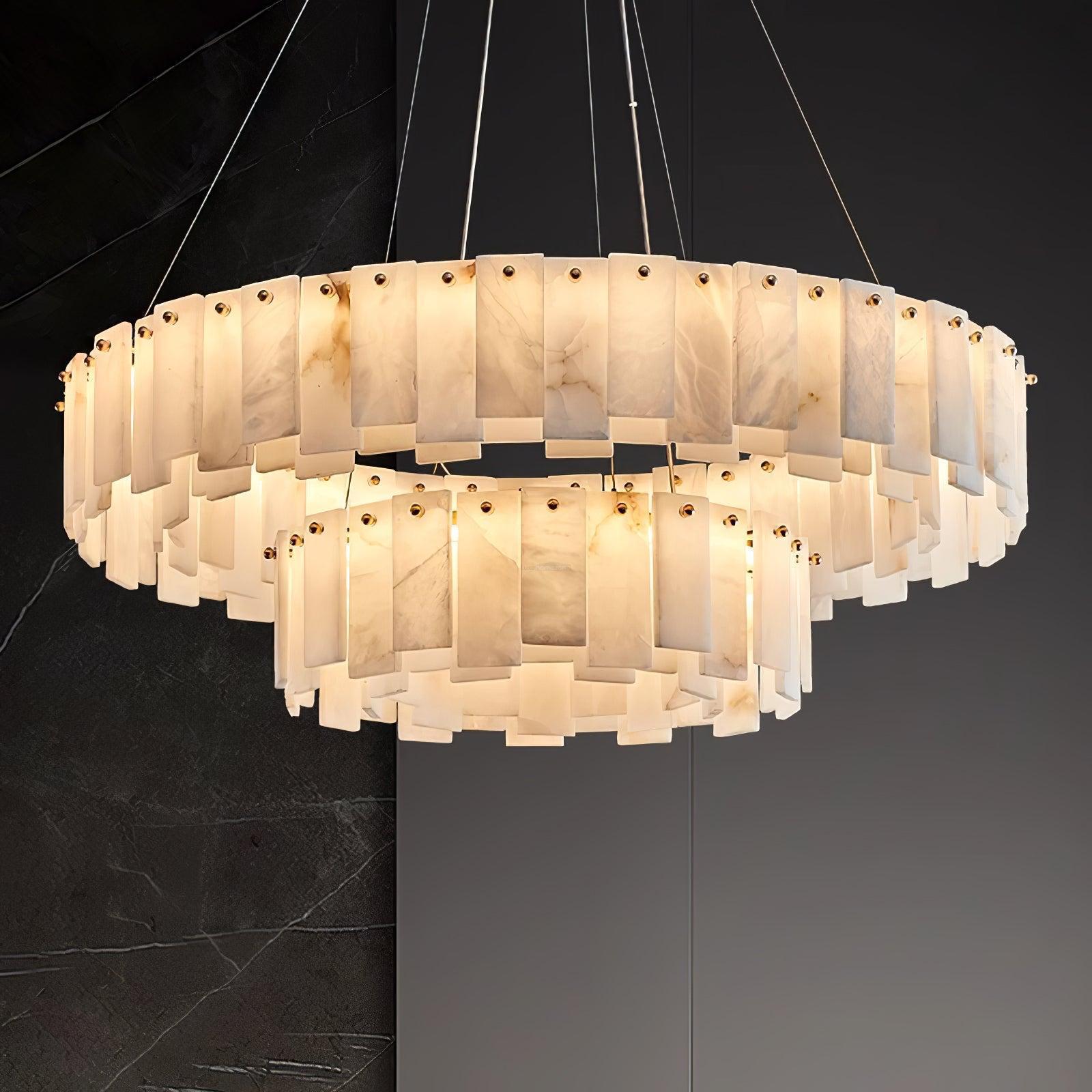 Halos Alabaster Round/Square Chandelier by Bling Lighting Studio