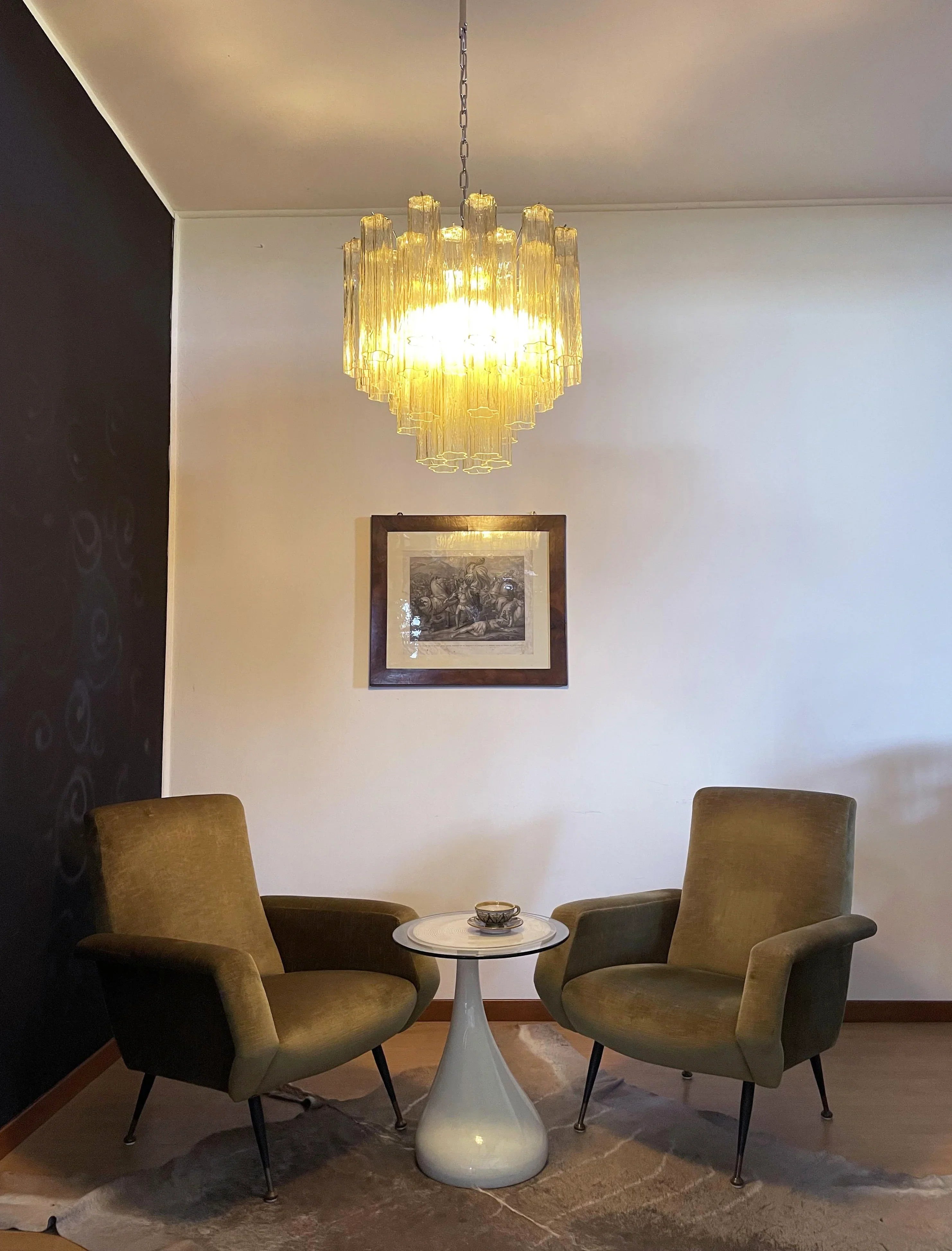 Fantastic Murano Amber Glass Tube Chandelier material and finish detail