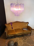 Fantastic Murano Amethyst Glass Tube Chandelier material and finish detail