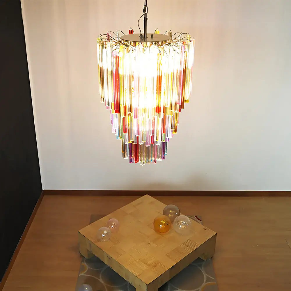Fantastic Murano Prisms Multicolor Chandelier detail view