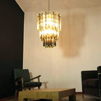 Fantastic Murano Prisms Smoked Transparent Chandelier detail view
