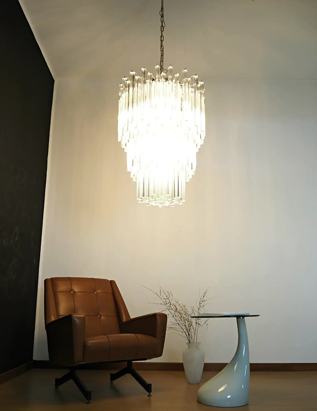 Fantastic Murano Prisms Transparent Chandelier material and finish detail