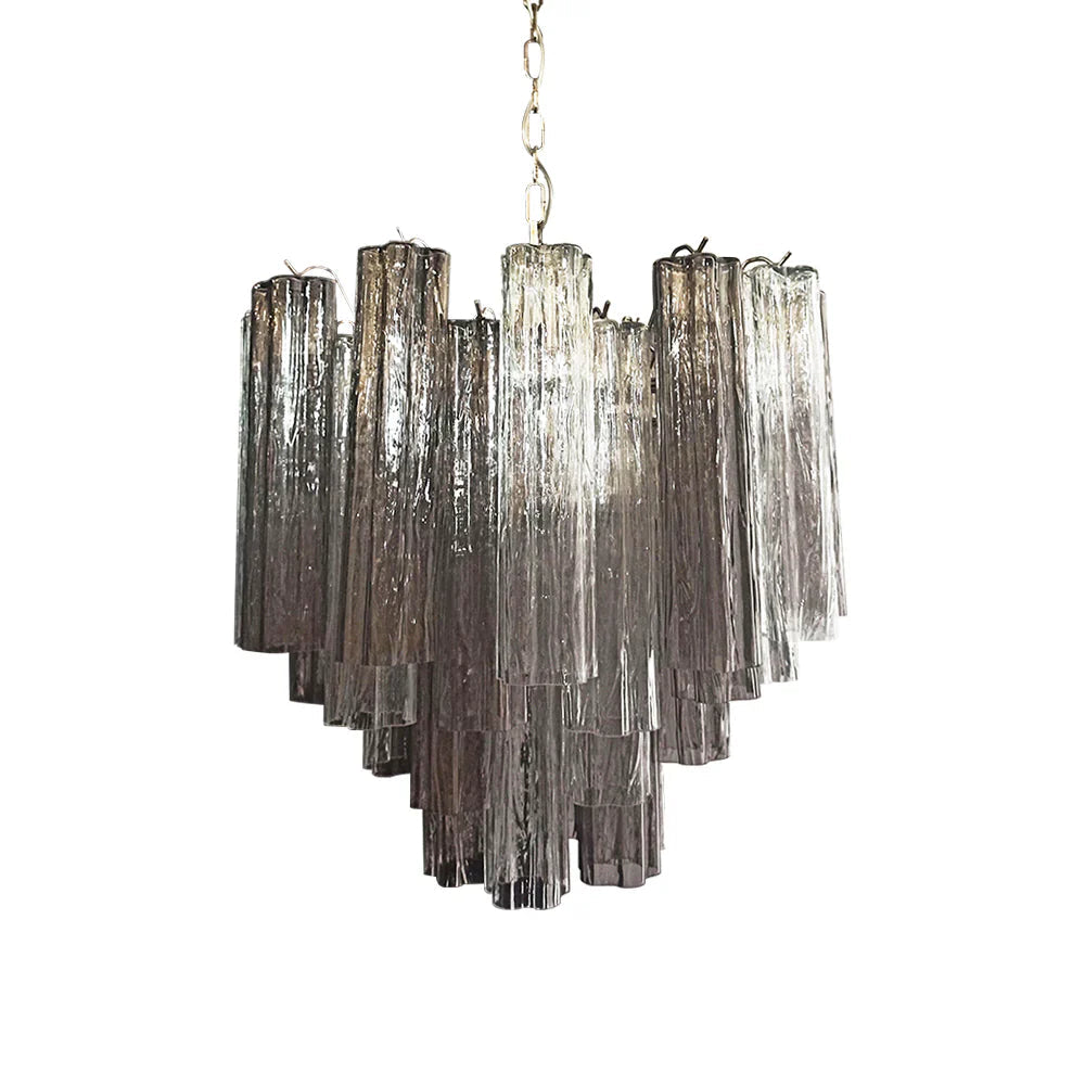 Fantastic Murano Smoked Glass Tube Chandelier by Bling Lighting Studio