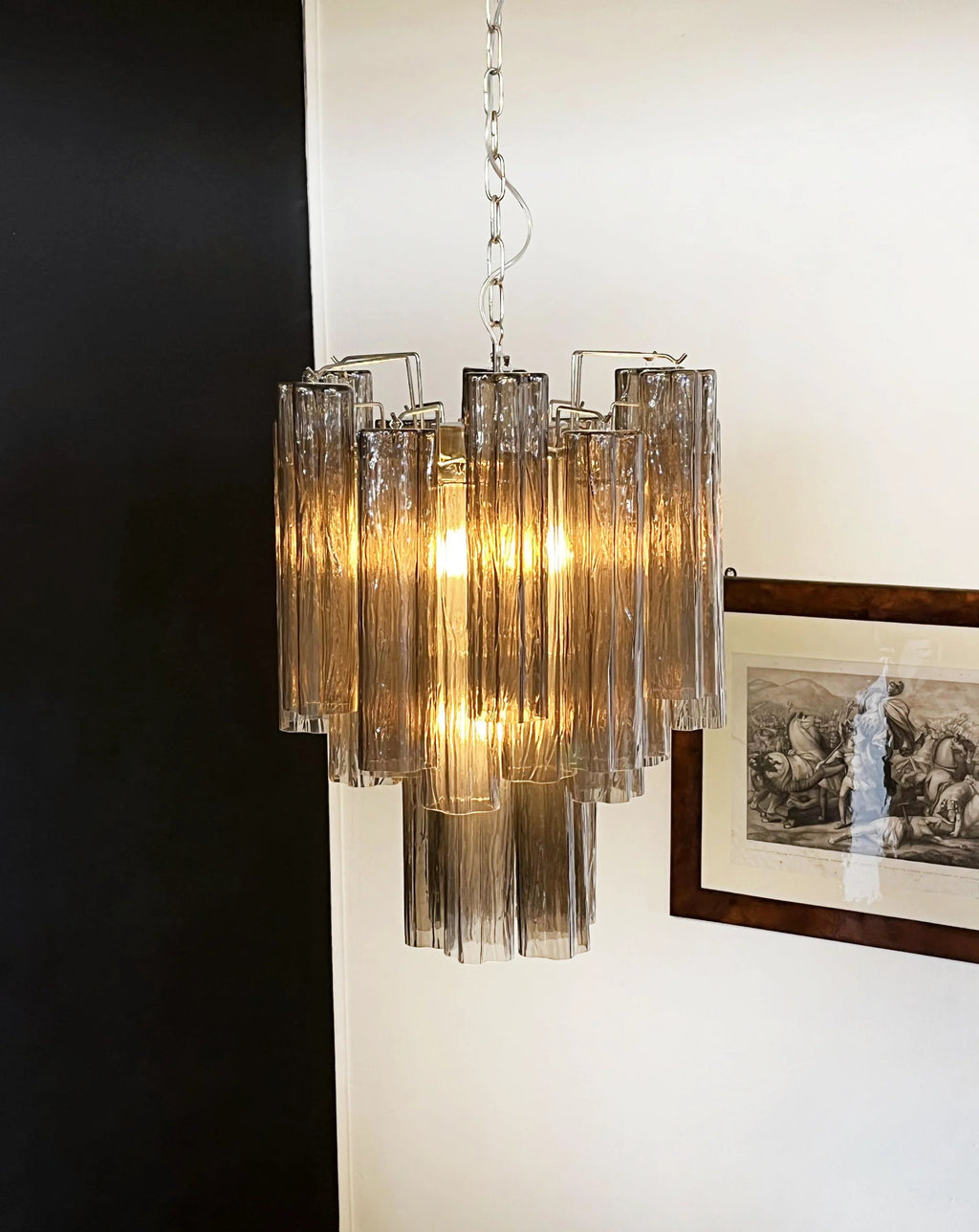 Fantastic Smoked Murano Glass Tube Chandelier product image