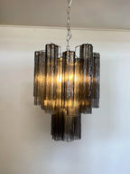 Fantastic Smoked Murano Glass Tube Chandelier product image