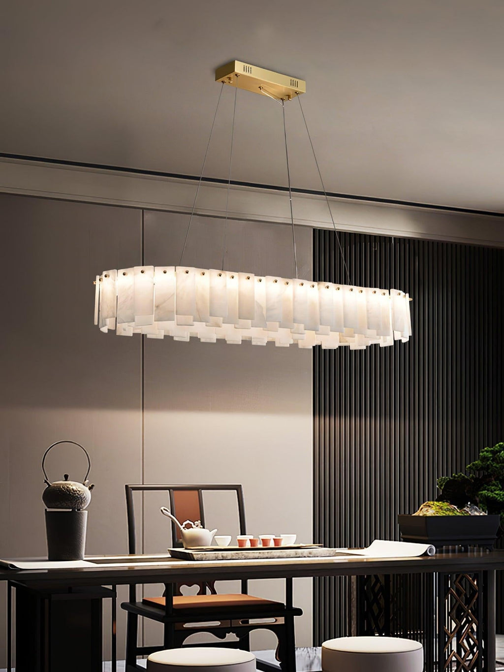 Halos Alabaster Round/Square Chandelier by Bling Lighting Studio