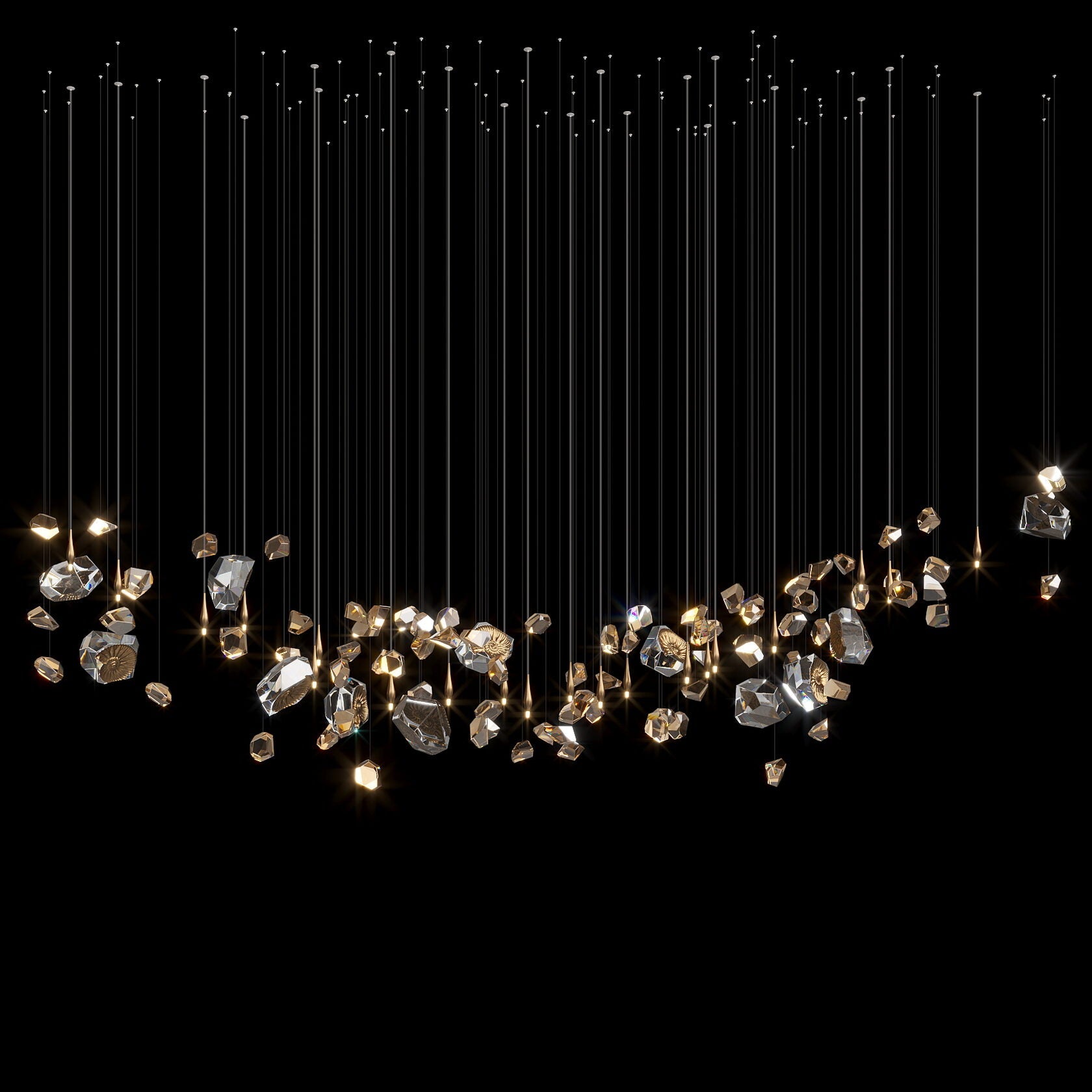 Champagne Crystal Meteor Chandelier