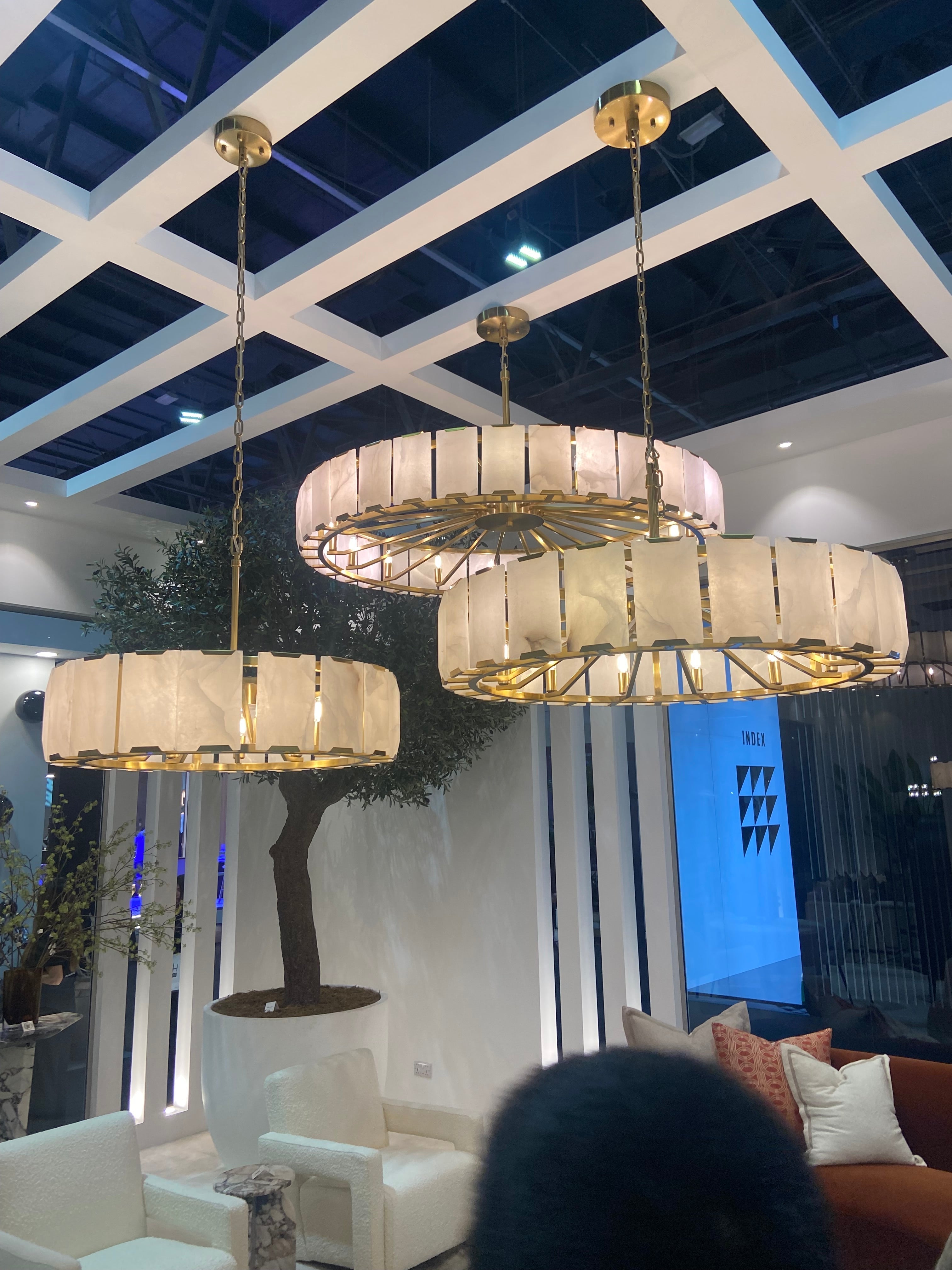 Modern Round Alabaster Chandelier for Living Room/Bedroom by Bling Lighting Studio