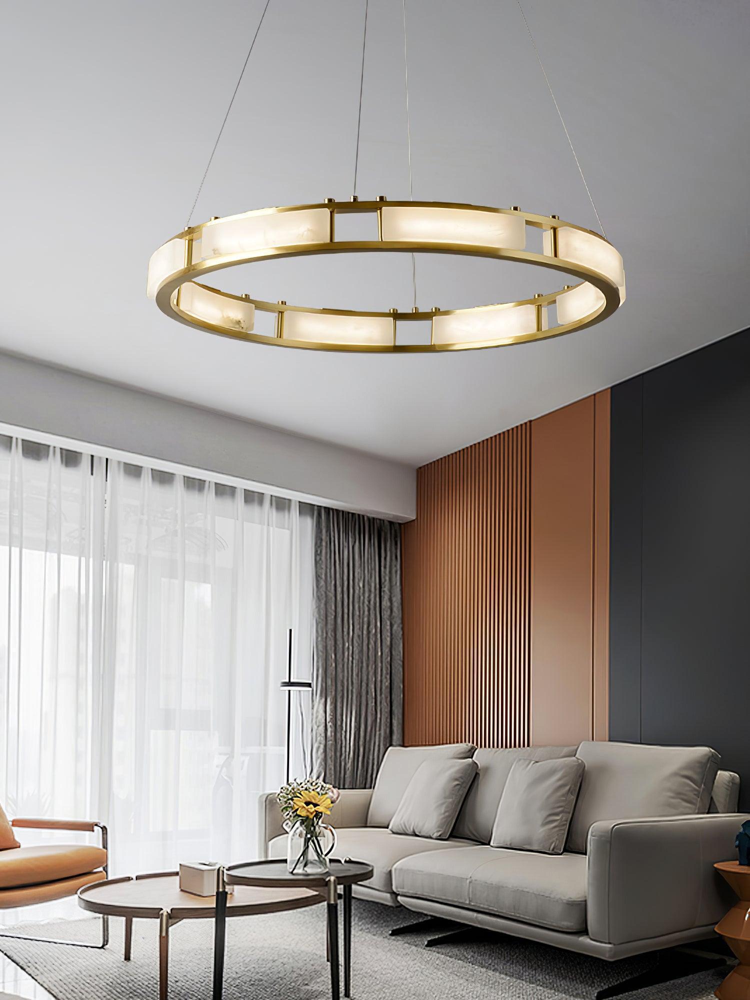 Qatar Alabaster Round Chandelier by Bling Lighting Studio