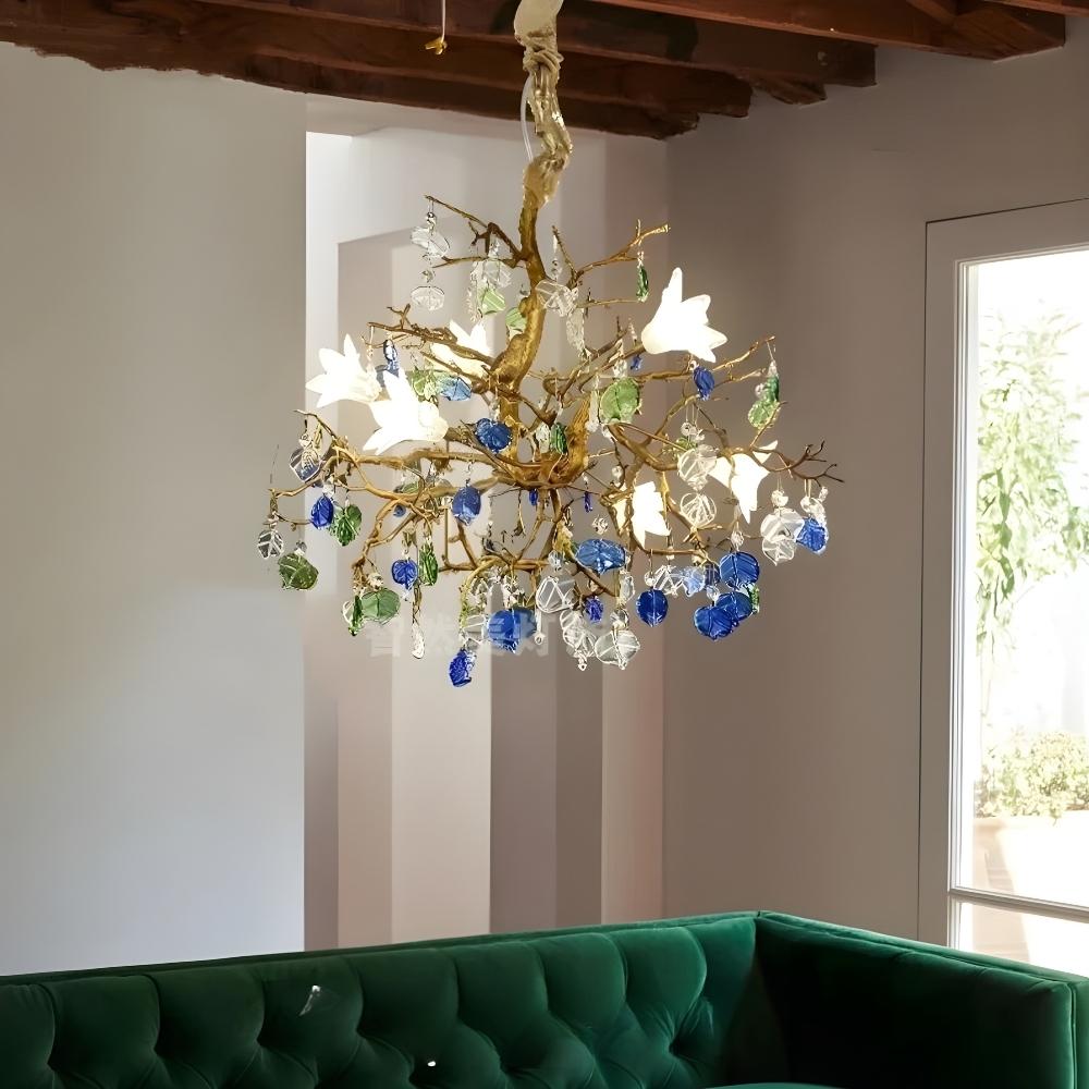 Flaviar Crystal Flower Branch Chandelier by Bling Lighting Studio