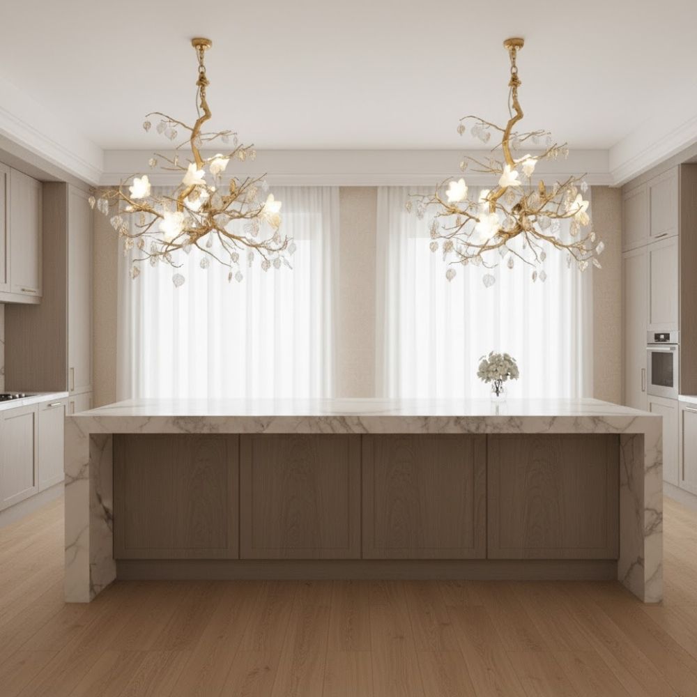 Flaviar Crystal Flower Branch Chandelier by Bling Lighting Studio