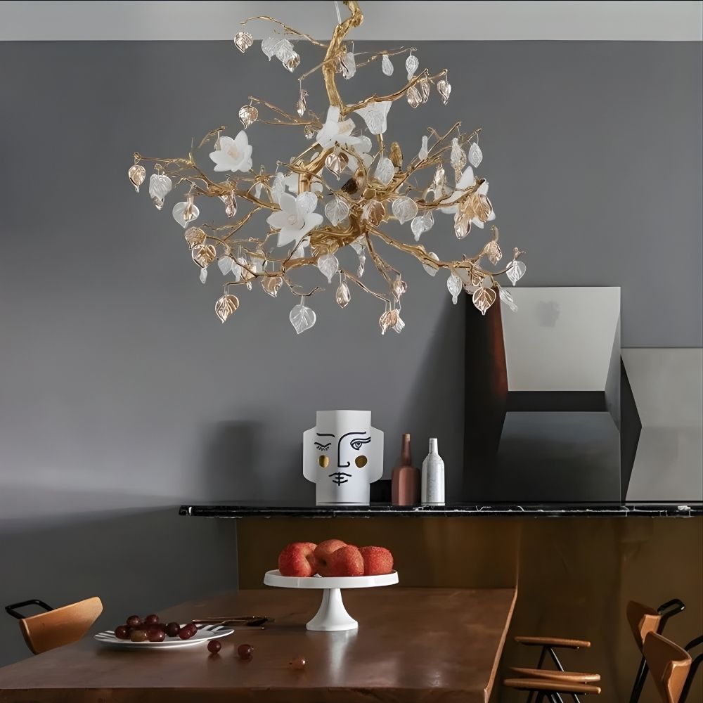 Flaviar Crystal Flower Branch Chandelier by Bling Lighting Studio