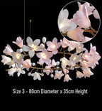 Calliope: Branching Tulip Lighting - Porcelain Flower Chandelier - Light Pink And White Ceramic Chandelier Lighting