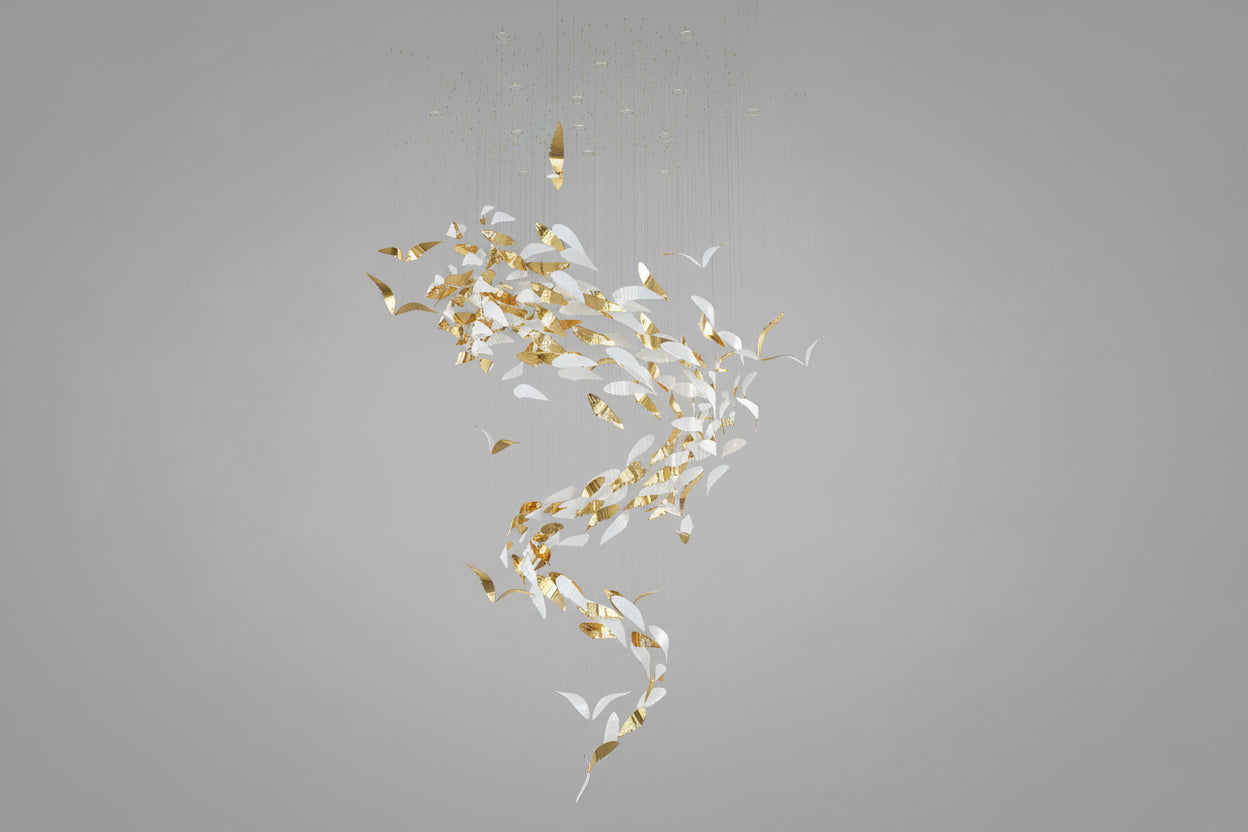Fluid Layered Glass Ceiling Chandelier by Bling Lighting Studio