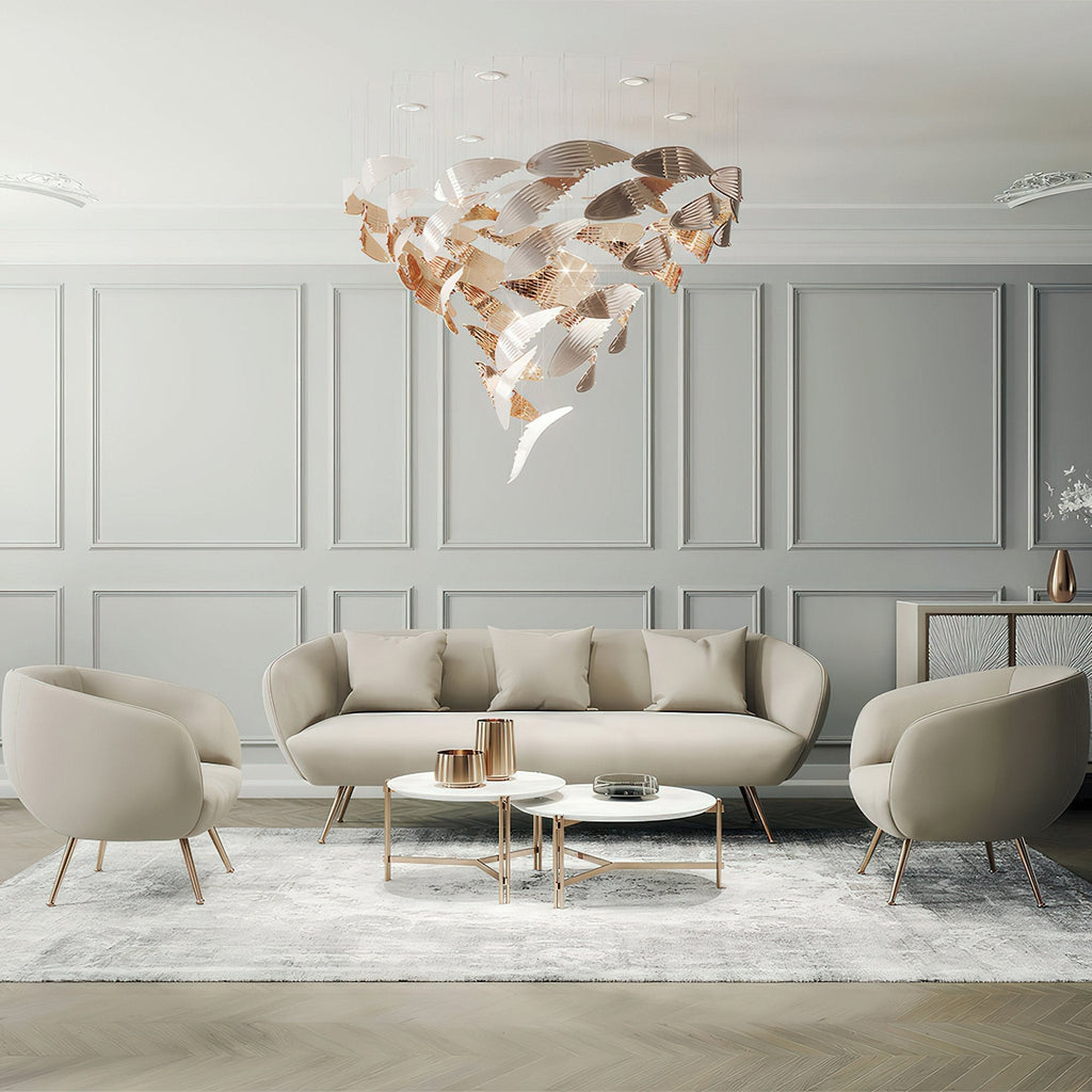 Fluid Layered Glass Ceiling Chandelier material and finish detail
