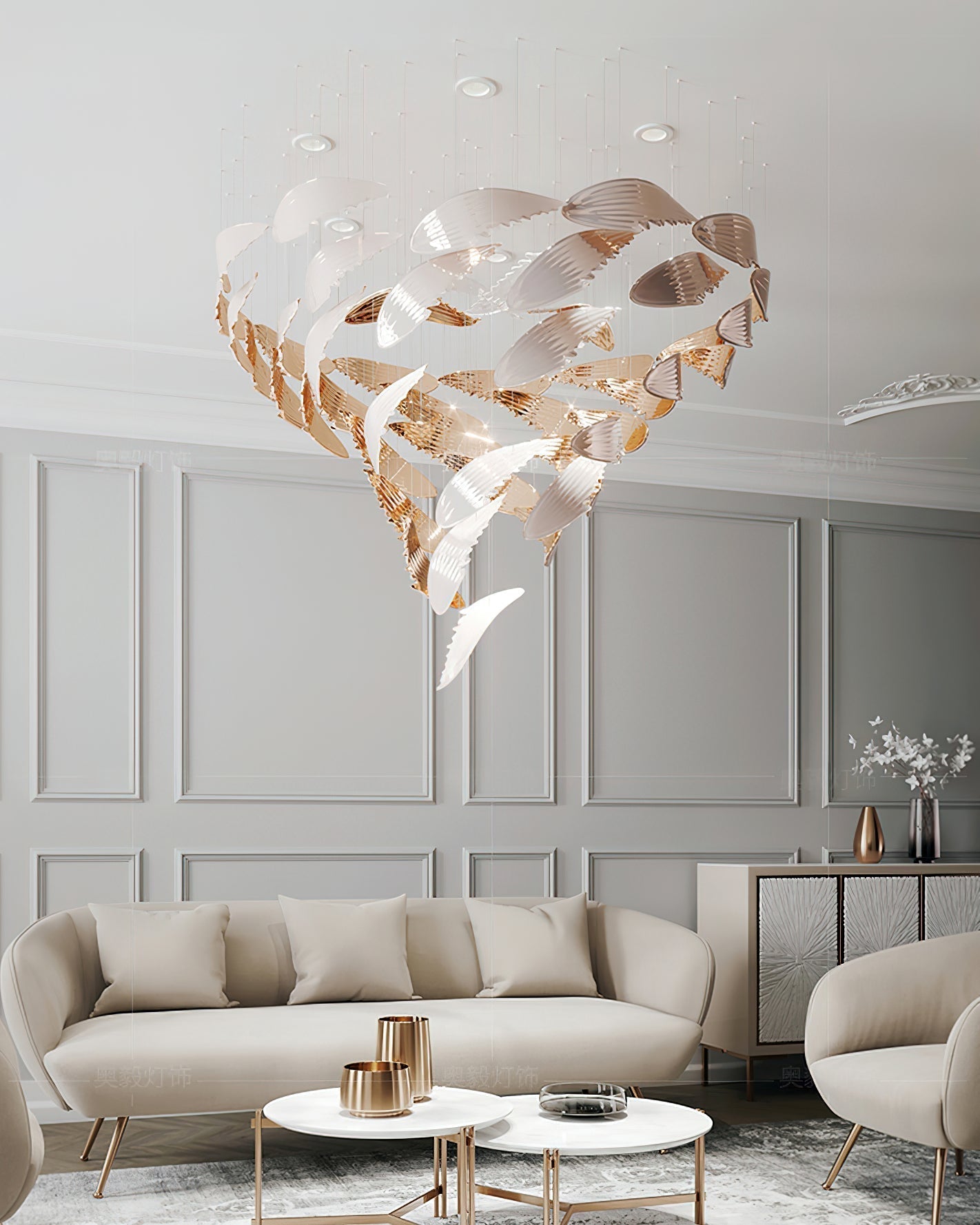 Fluid Layered Glass Ceiling Chandelier product image