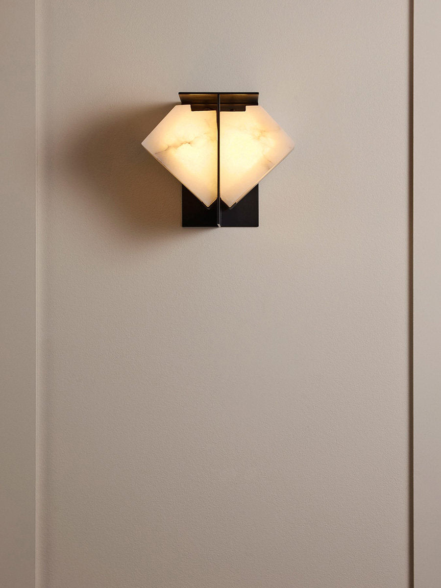 Folded Halo Alabaster Wall Sconce by Bling Lighting Studio