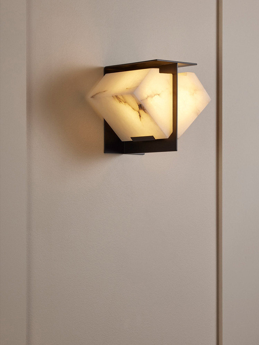 Folded Halo Alabaster Wall Sconce by Bling Lighting Studio