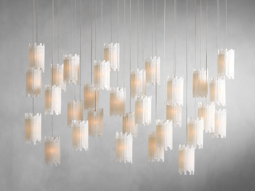 Gianna Rectangular Selenite Stone Chandelier 15 LIGHT 20 LIGHT by Bling Lighting Studio