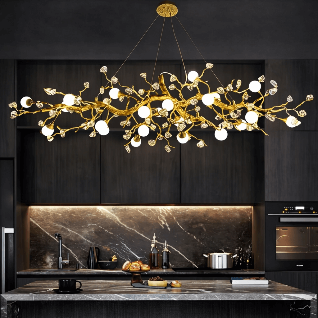 Albero Sculptural Gold Branch Chandelier by Bling Lighting Studio