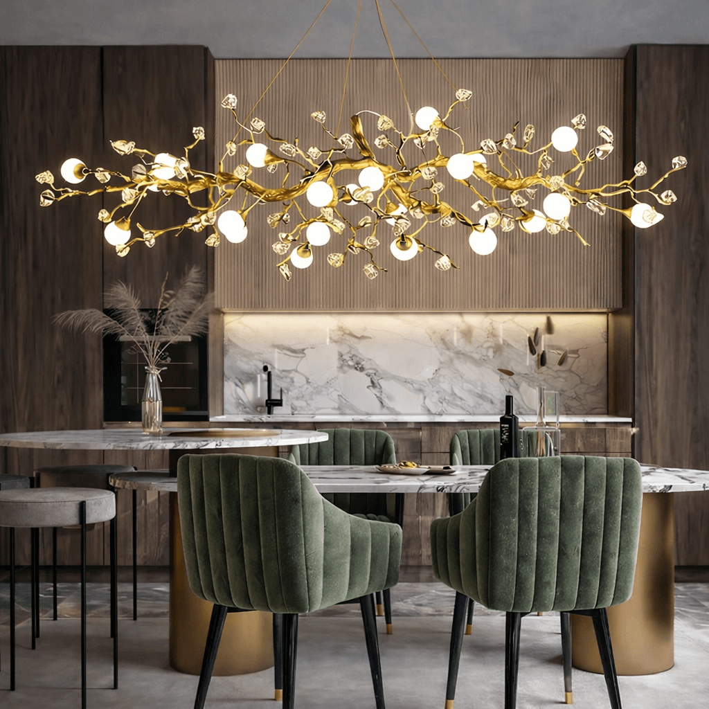 Albero Sculptural Gold Branch Chandelier by Bling Lighting Studio