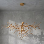 Golden Tree Branch Glass Flower Chandelier