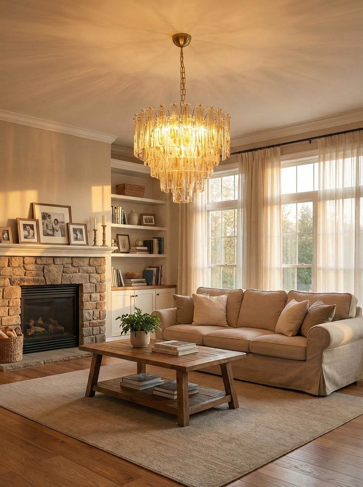 Honey Rectangular Glass Chandelier product image