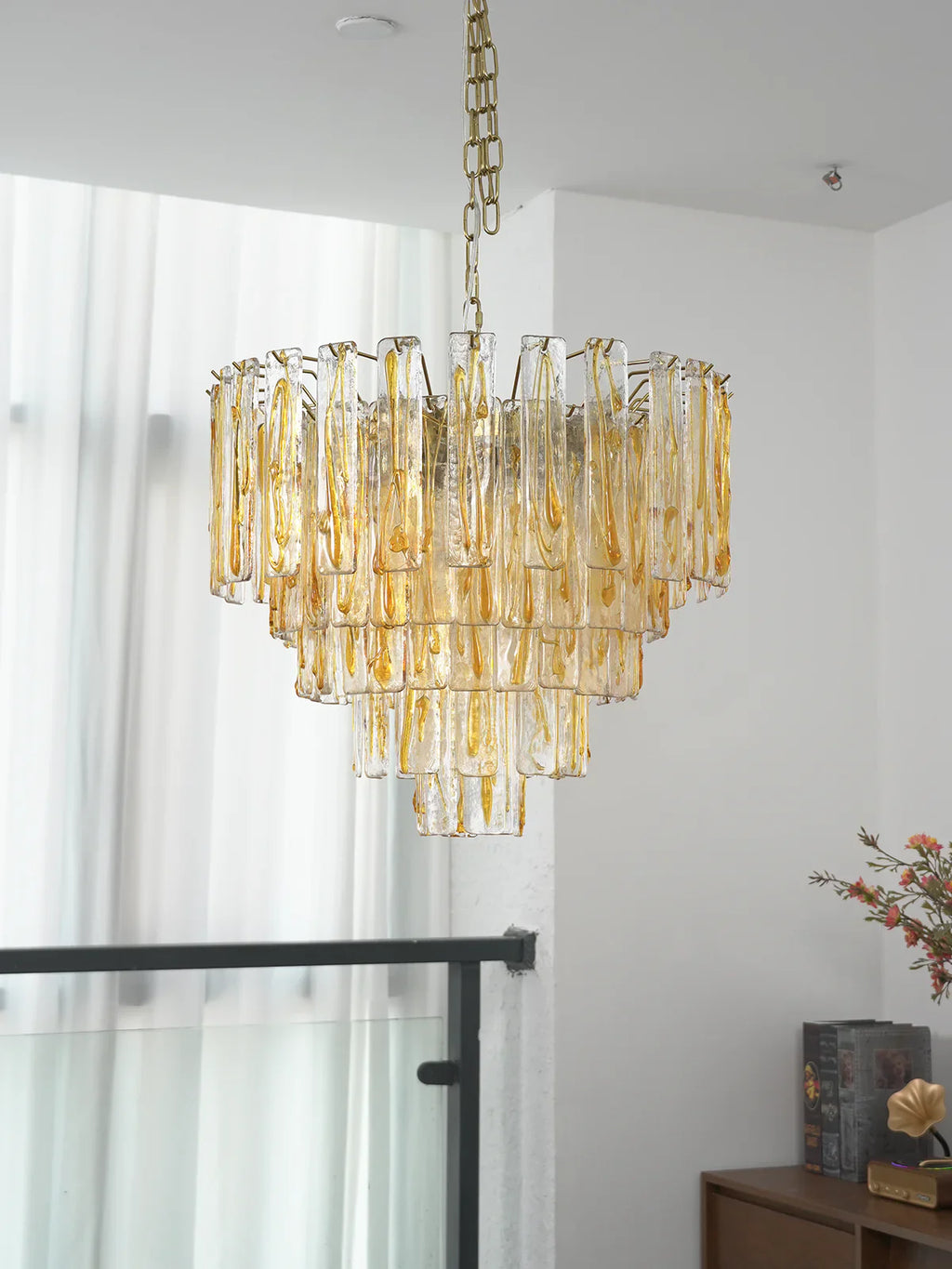 Honey Rectangular Glass Chandelier product image