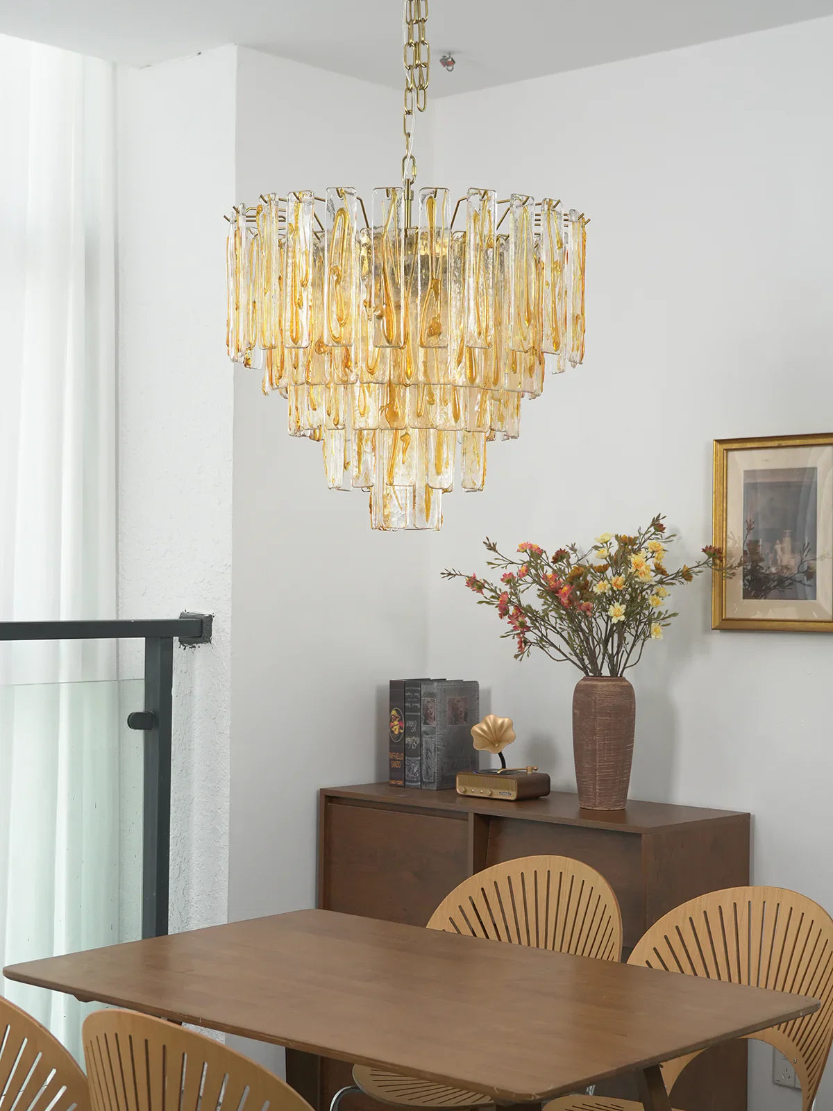 Honey Rectangular Glass Chandelier product image