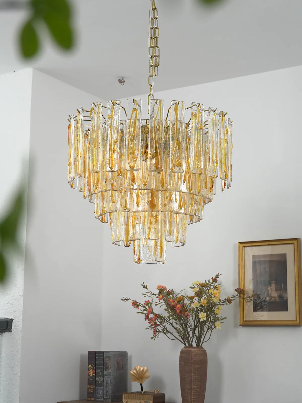 Honey Rectangular Glass Chandelier product image