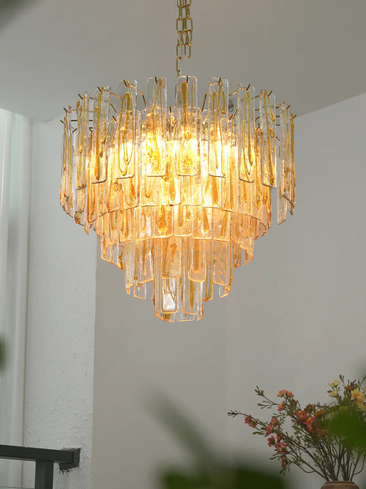 Honey Rectangular Glass Chandelier product image