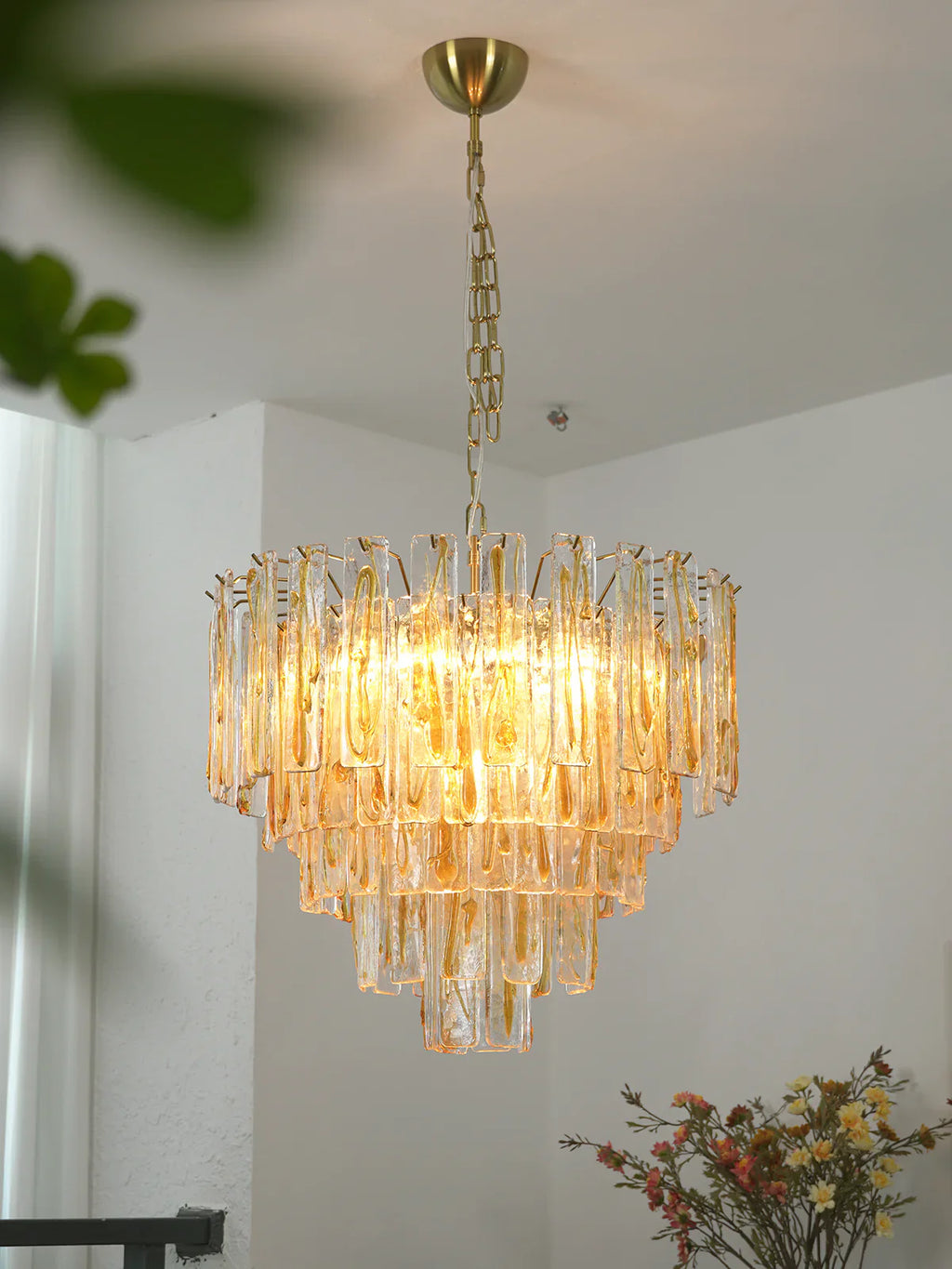 Honey Rectangular Glass Chandelier product image