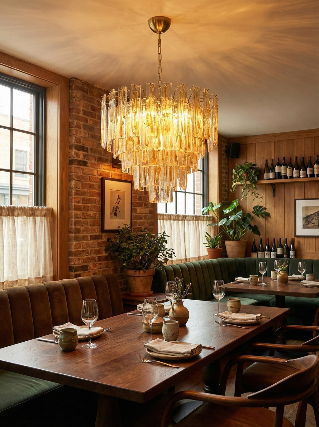 Honey Rectangular Glass Chandelier product image
