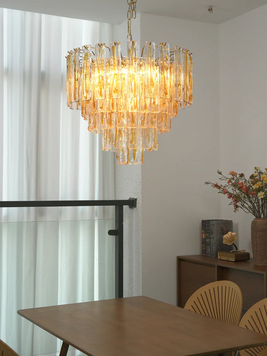 Honey Rectangular Glass Chandelier product image