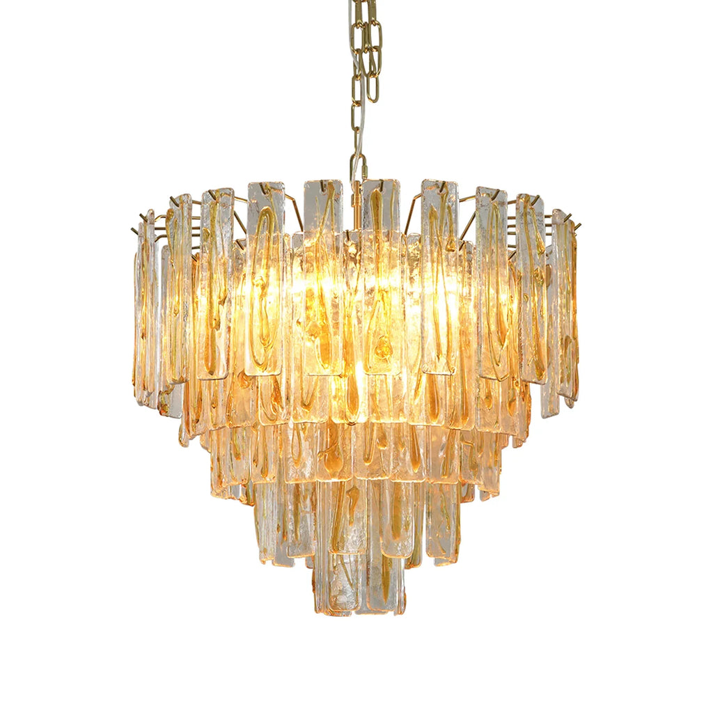 Honey Rectangular Glass Chandelier by Bling Lighting Studio