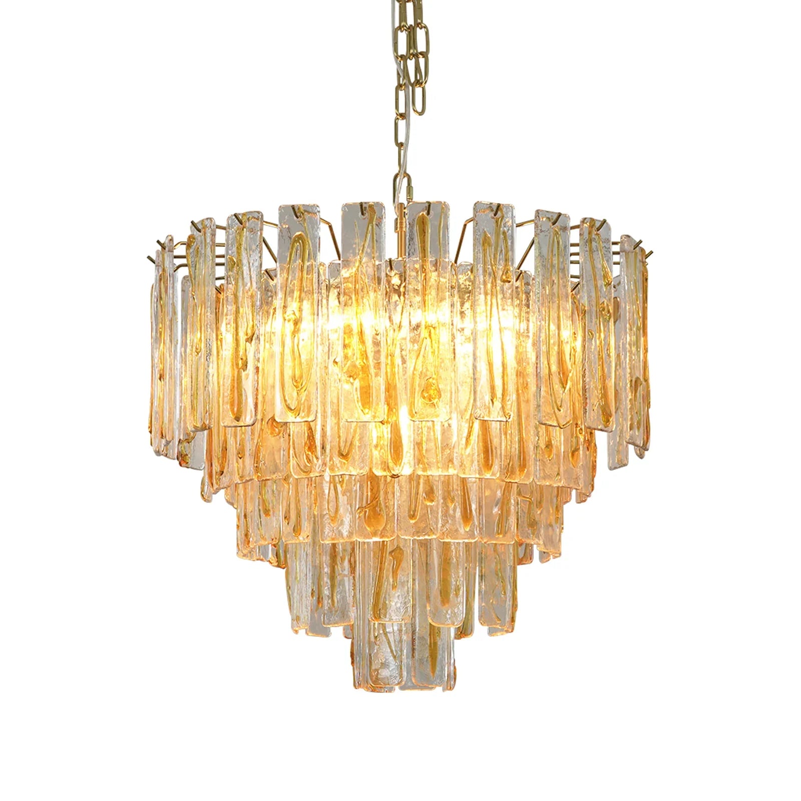 Honey Rectangular Glass Chandelier by Bling Lighting Studio