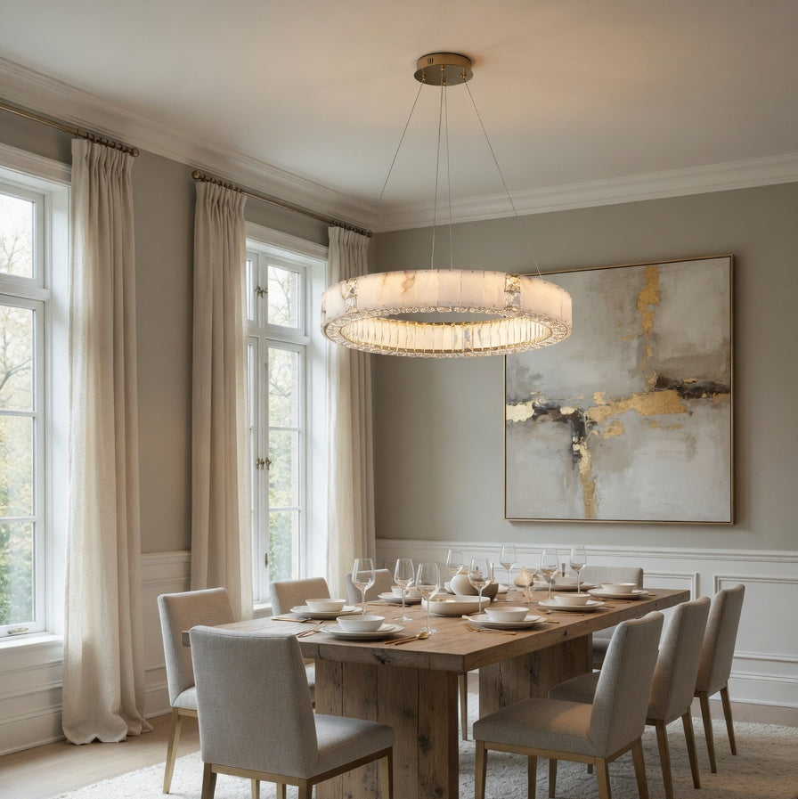 Stafford Alabaster Crystal Chandelier by Bling Lighting Studio