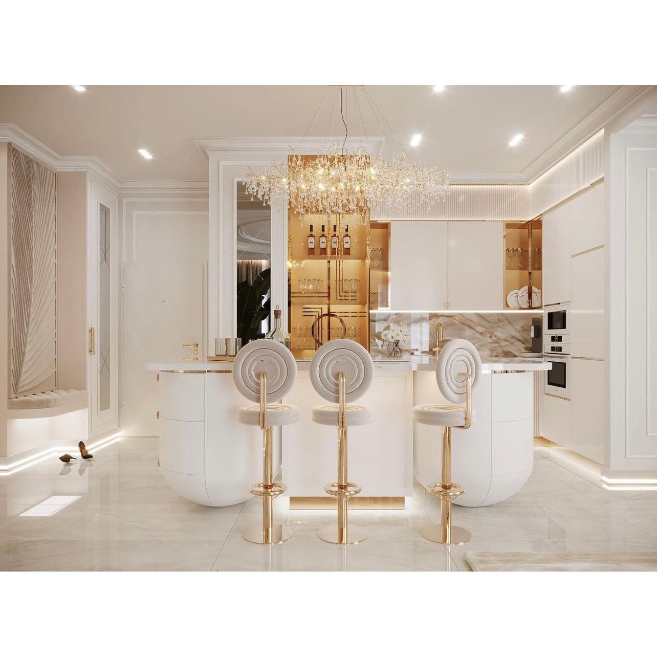 Lukas Oval Branching Brass Linear Teardrop Chandelier by Bling Lighting Studio