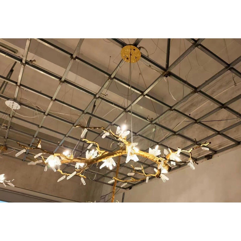 Selenite Crystal Blossom Branching Tree Chandelier by Bling Lighting Studio